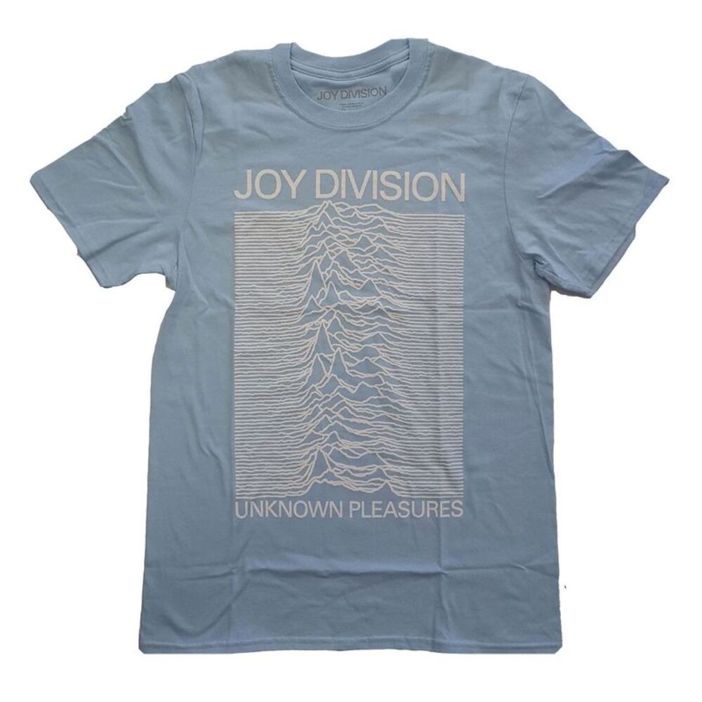 Joy Division Unisex Adult Unknown Pleasures T-Shirt / Light Blue/White